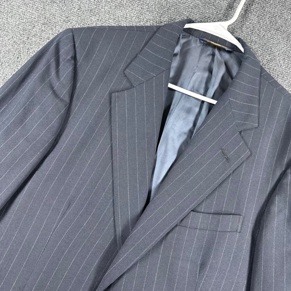 Brooks Brothers Blazer Mens 44R 44 Regular Navy Blue Pinstripe Wool Brooksease